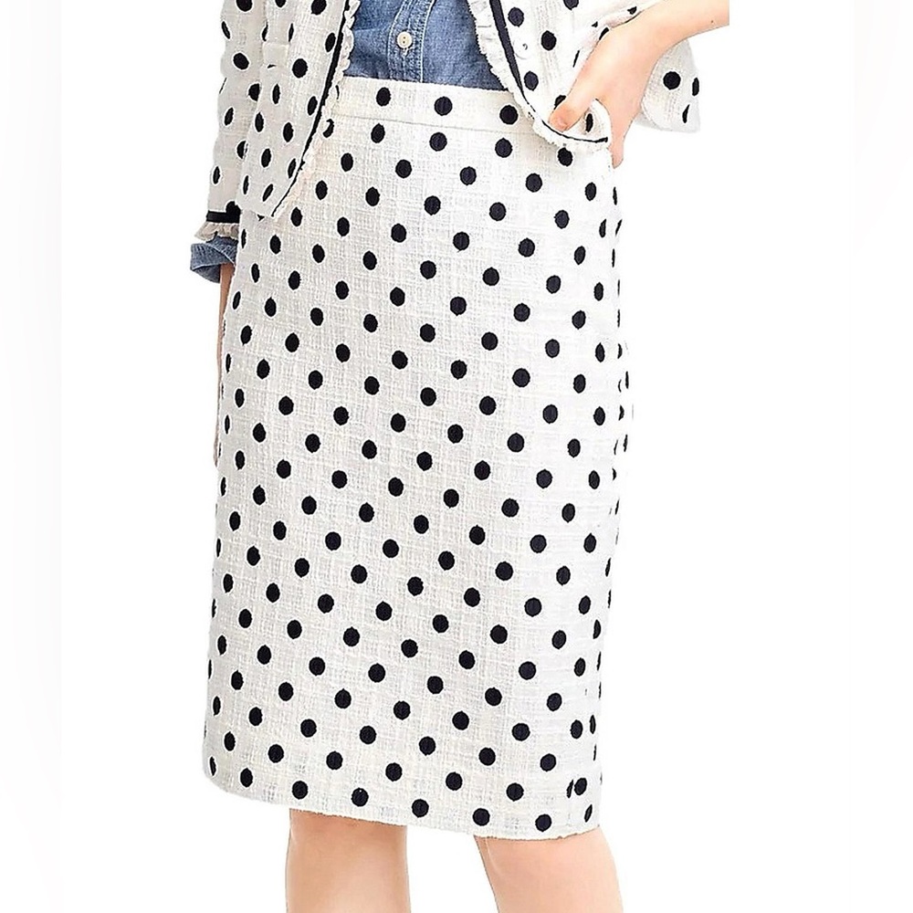 NWT J. Crew Pencil Skirt Polka Dot Textured  Tweed, 8P